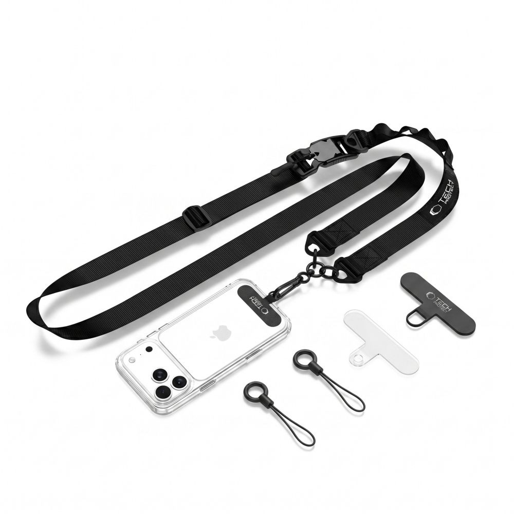 Tech-Protect C9S Rope Crossbody popruh na telefon - černý