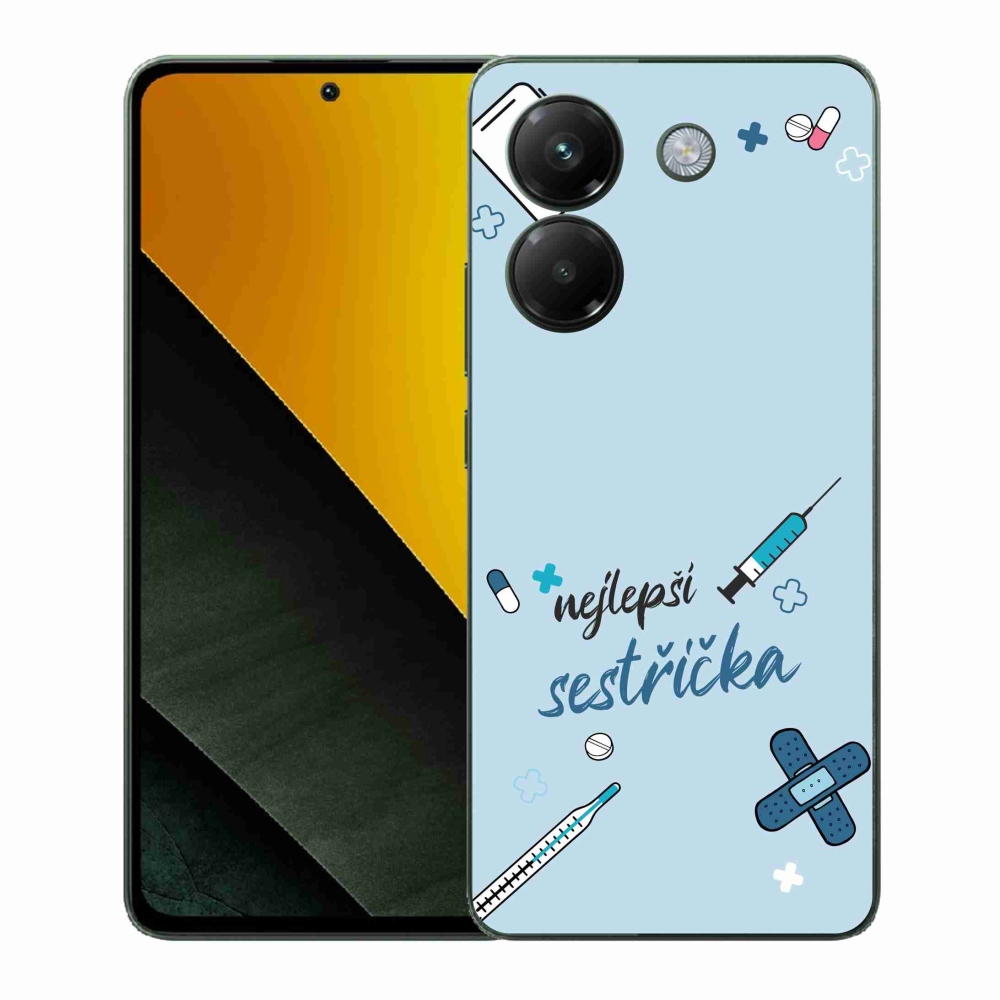 Gelový kryt mmCase na Xiaomi Poco M7 Pro 5G - nejlepší sestřička modré pozadí