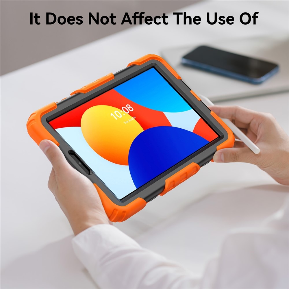 Strap odolný kryt s držákem na ruku a ramenním popruhem na Xiaomi Redmi Pad SE 8.7 - oranžový