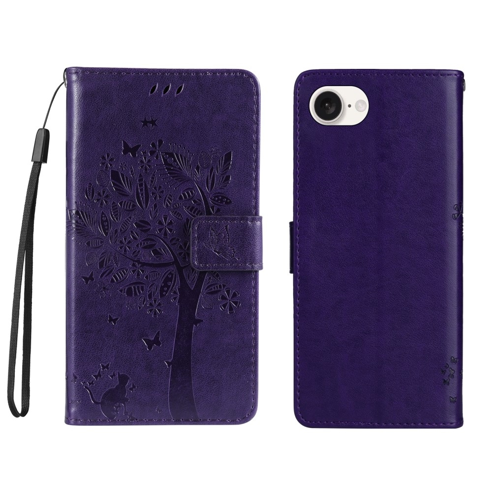 Trees knížkové pouzdro na iPhone 16e - tmavěfialové