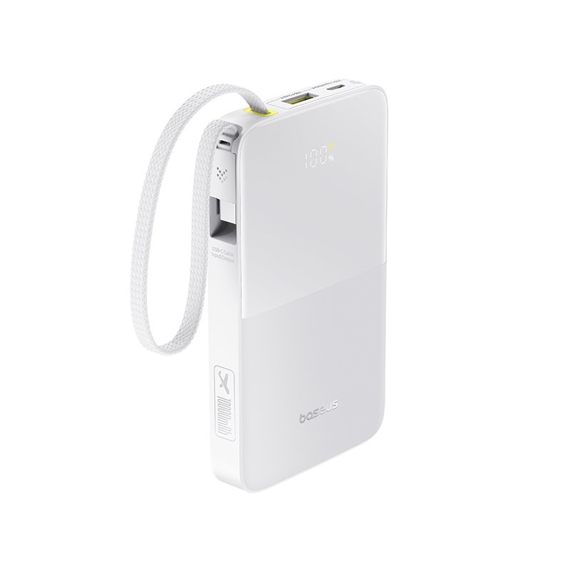 Baseus EnerFill FC51 Bipow 2 Pro 22.5W Powerbanka s Integrovaným Kabelem 10000mAh Moon White