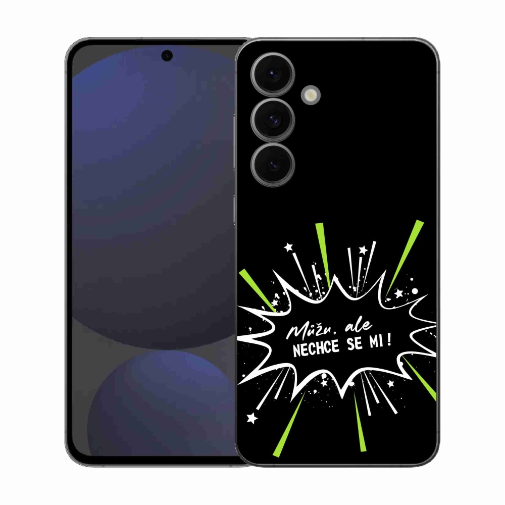 Gelový kryt mmCase na Samsung Galaxy S25 FE - vtipný text 11 černé pozadí