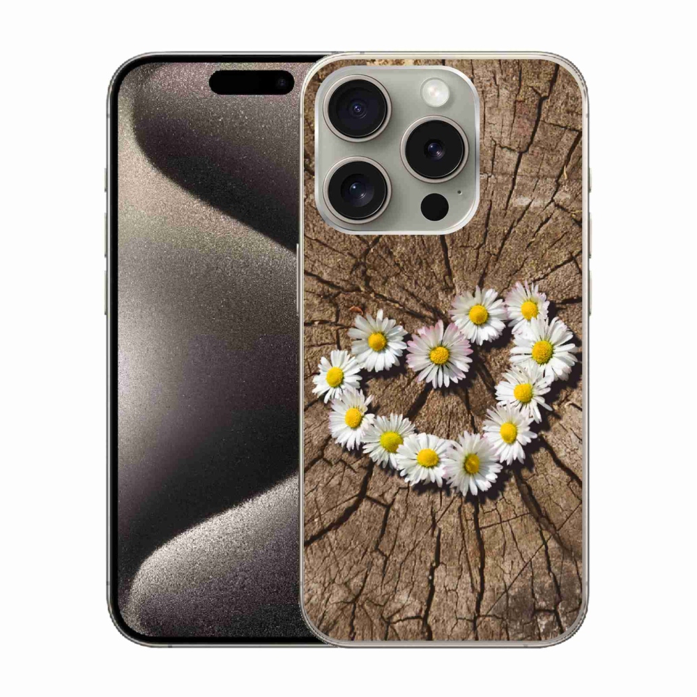 Gelový kryt mmCase na iPhone 15 Pro - srdce z kopretin