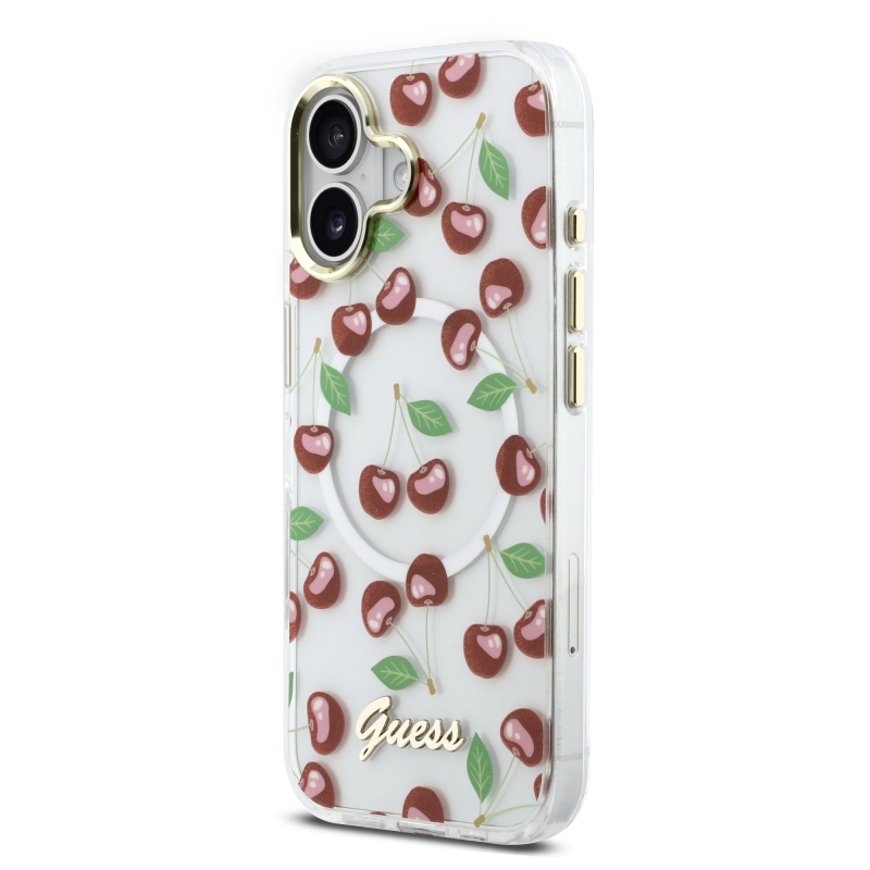 Guess IML Glitter Cherry MagSafe Zadní Kryt pro iPhone 17