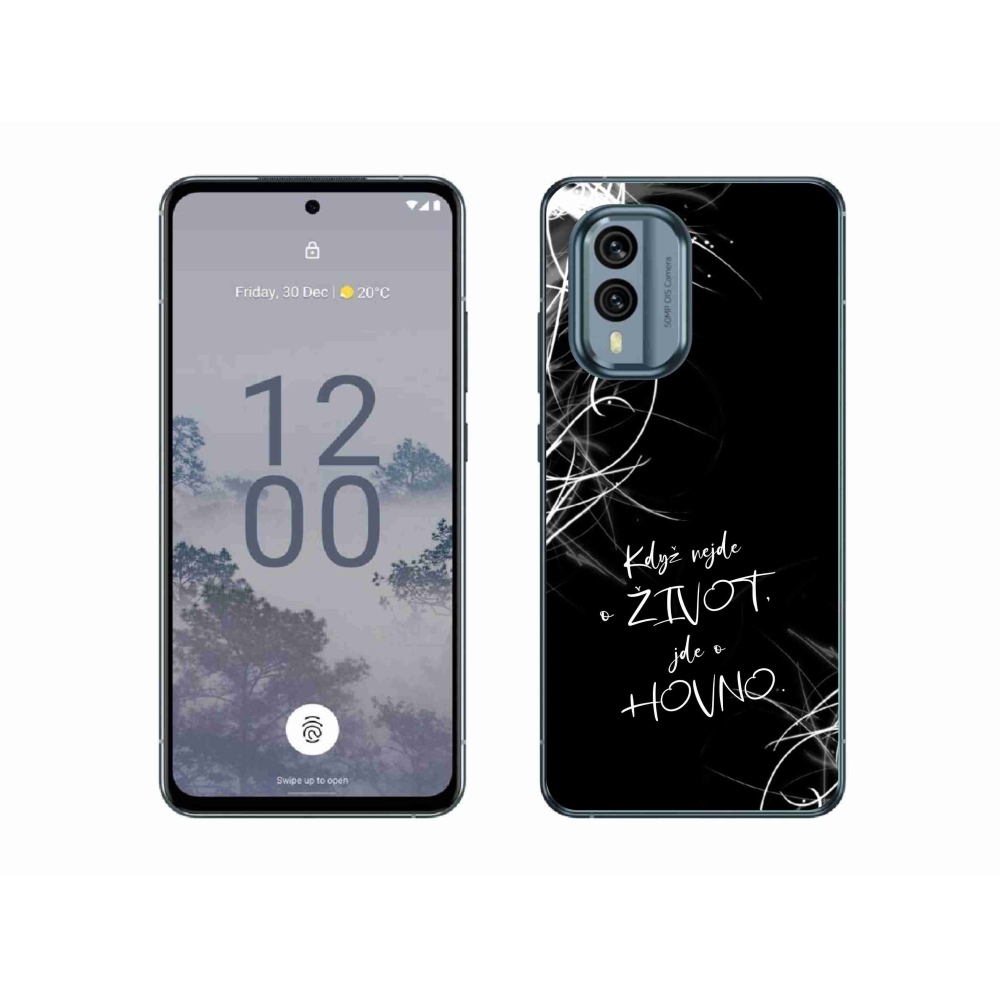 Gelový kryt mmCase na Nokia X30 5G - vtipný text 16 černé pozadí
