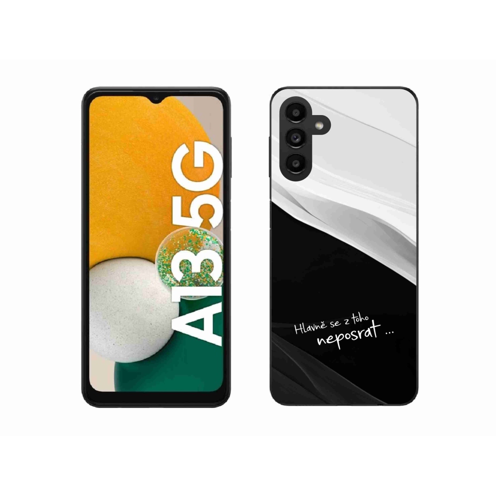 Gelový kryt mmCase na Samsung Galaxy A13 5G - vtipný text 13 černobílé pozadí