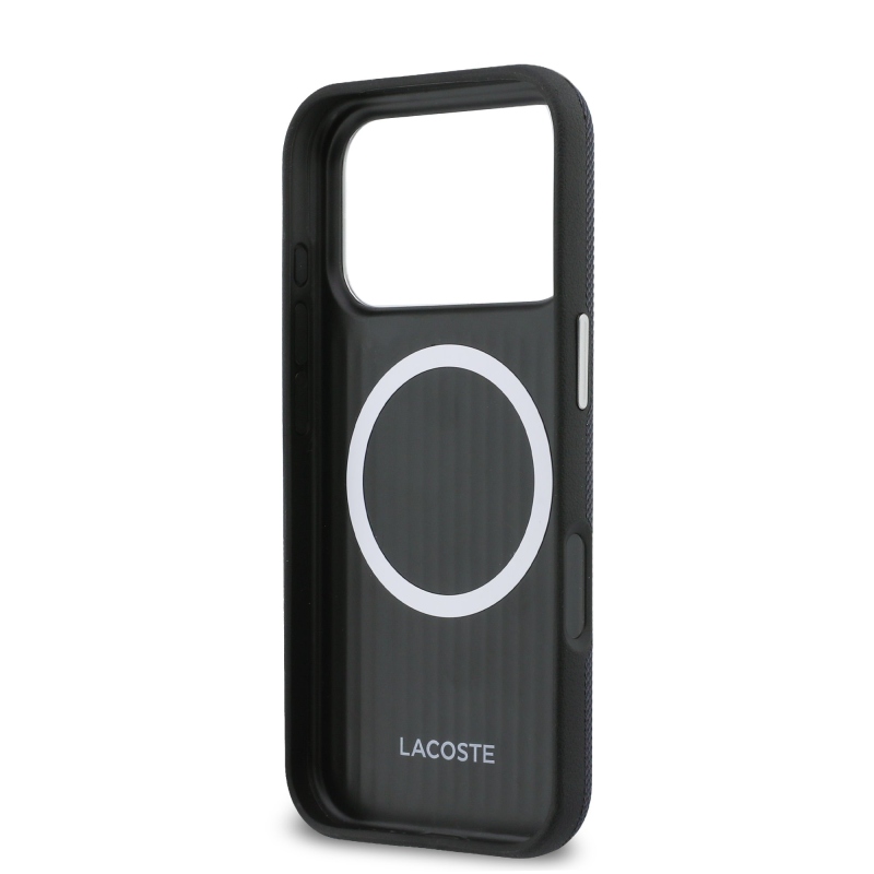 Lacoste PVC Petit Pique Semi Wrap MagSafe Kryt pro iPhone 17 Pro Max Navy