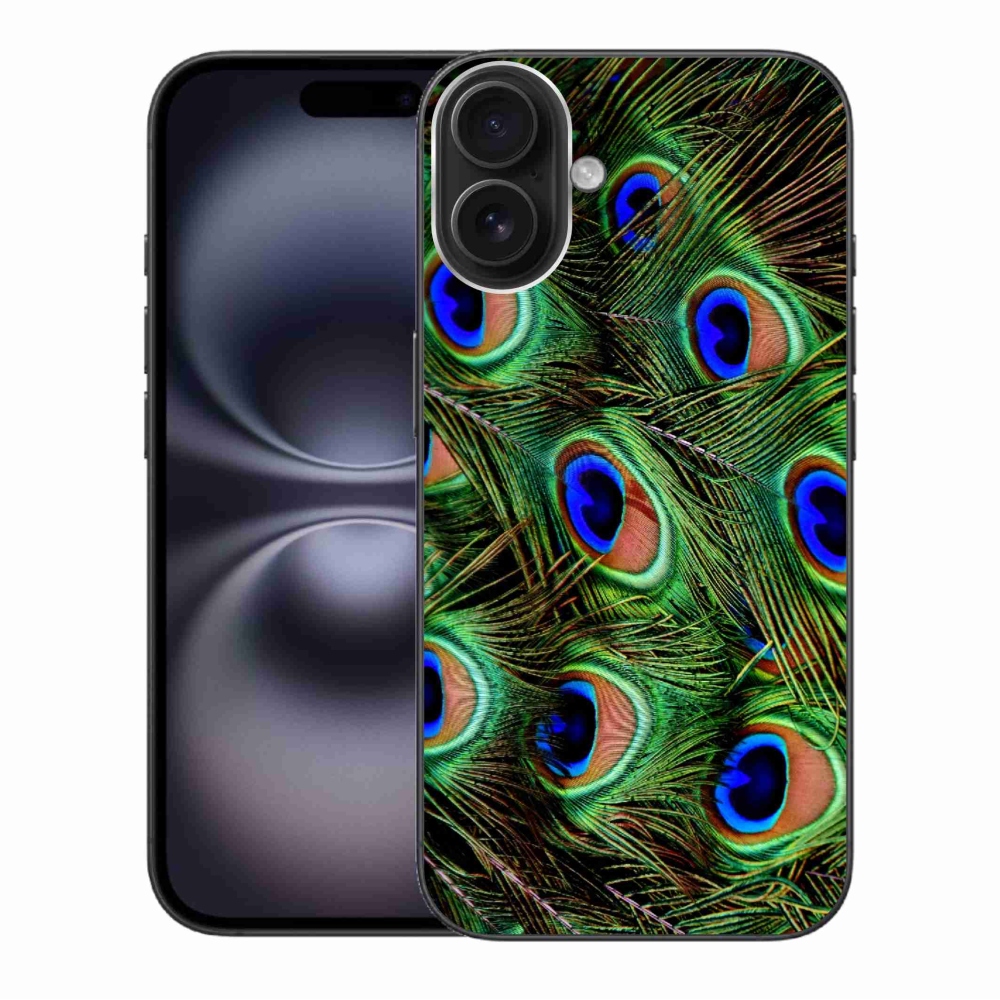 Gelový kryt mmCase na iPhone 16 Plus - paví peří