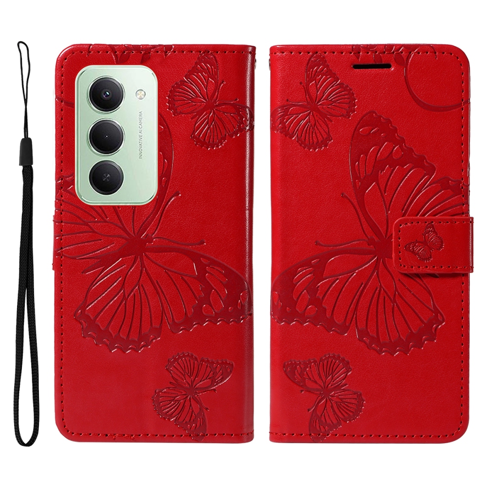 Big Butterfly knížkové pouzdro na Xiaomi Redmi 15 4G (171mm) - červené