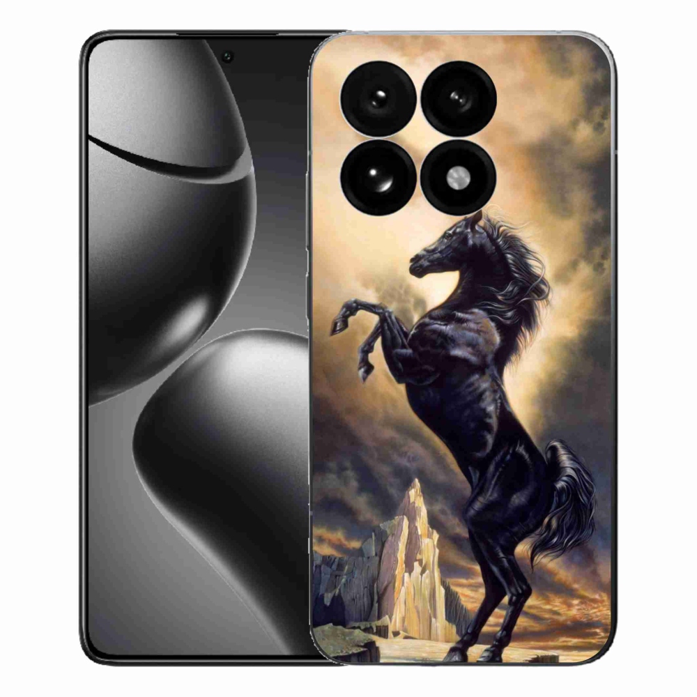 Gelový kryt mmCase na Xiaomi 15T - černý kreslený kůň
