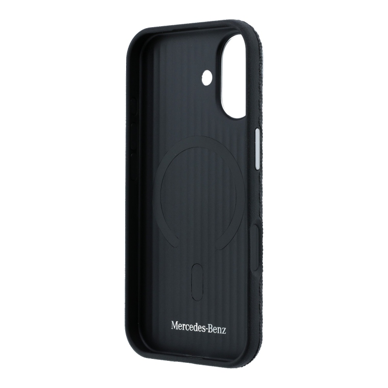Mercedes PU Leather Wood Semi Wrap MagSafe Zadní Kryt pro iPhone 17 Black