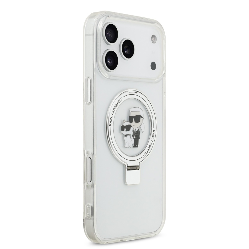 Karl Lagerfeld Ringstand Karl and Choupette MagSafe Zadní Kryt pro iPhone 17 Pro Max White