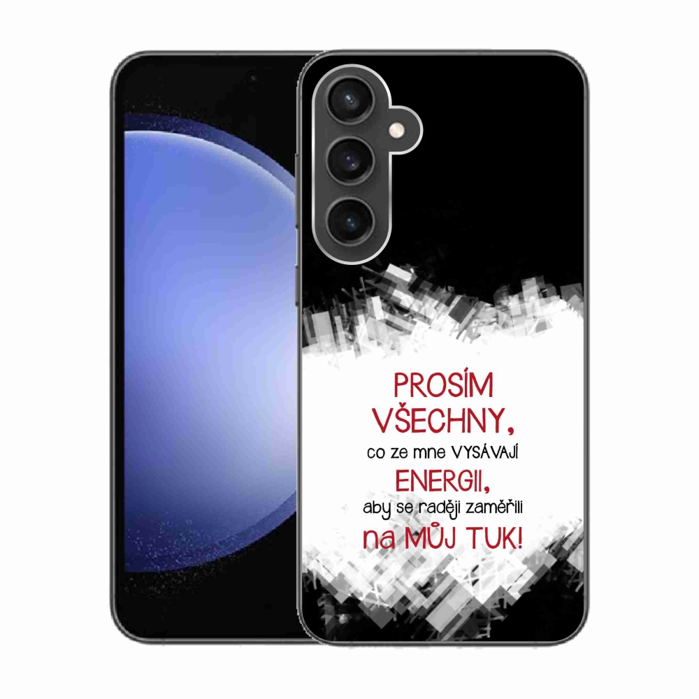 Gelový kryt mmCase na Samsung Galaxy S23 FE - vtipný text 1 červený