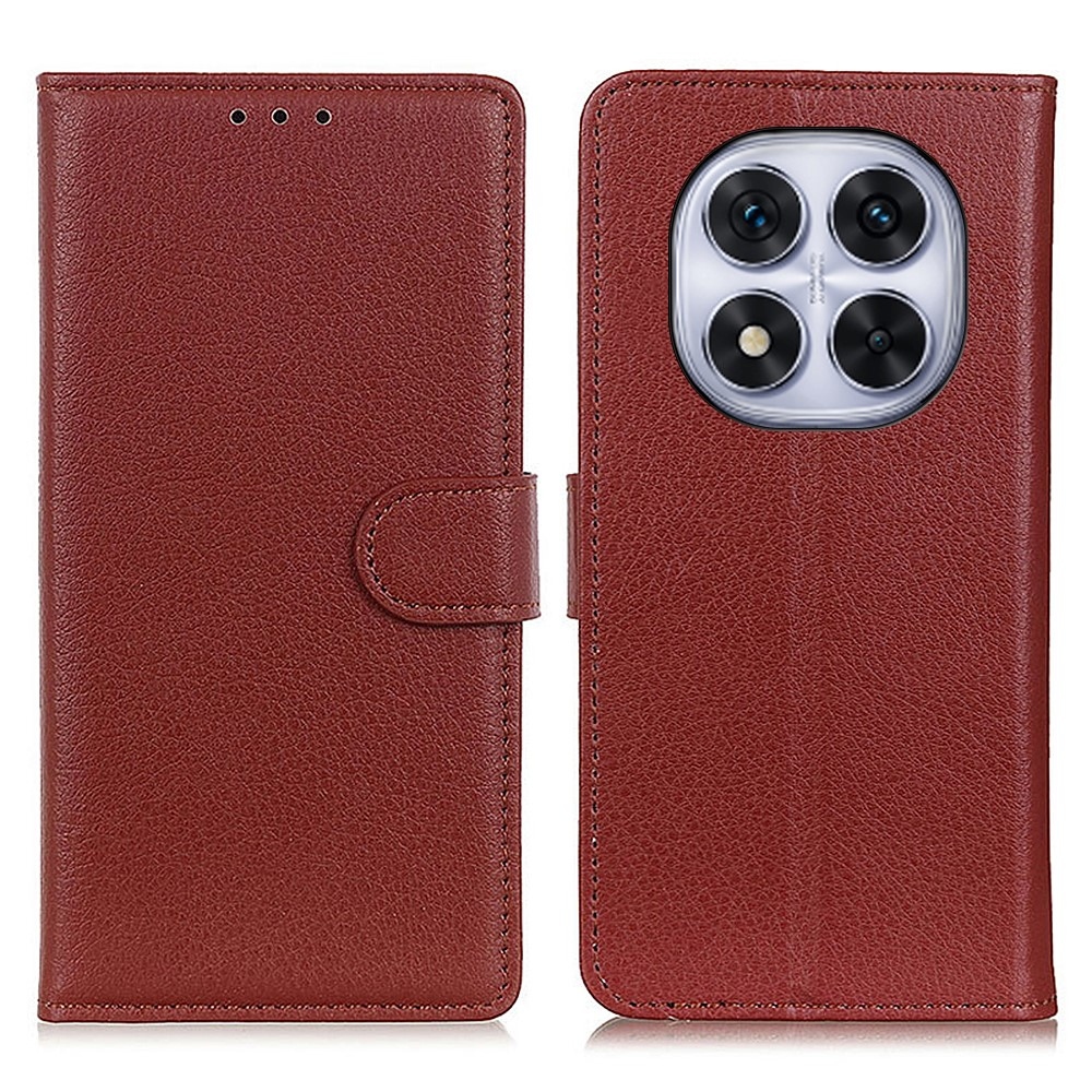 Litchie knížkové pouzdro na Xiaomi Redmi Note 14 Pro - hnědé