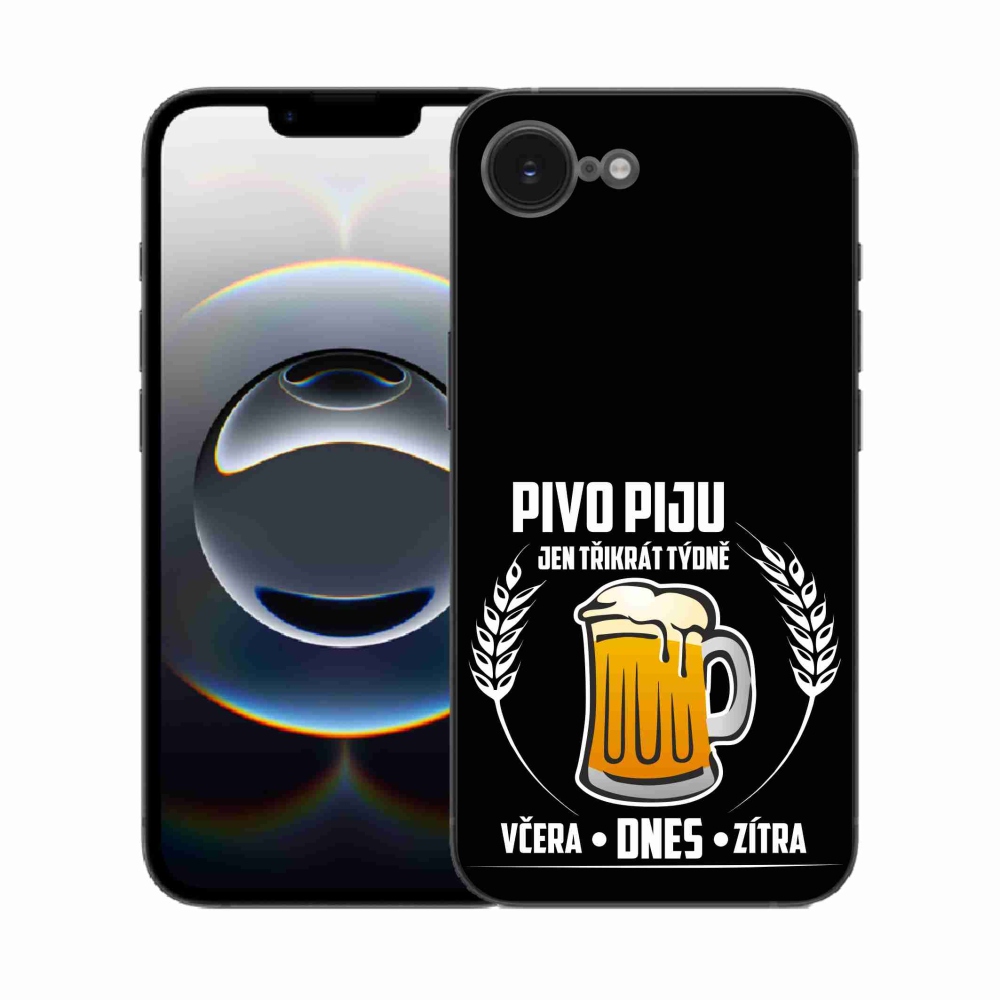 Gelový kryt mmCase na iPhone 16e - pivní motiv černé pozadí