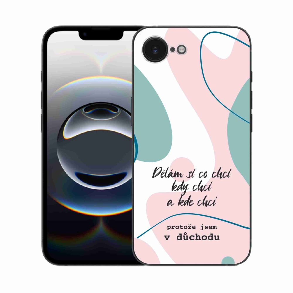 Gelový kryt mmCase na iPhone 16e - vtipný text 10 bílé pozadí