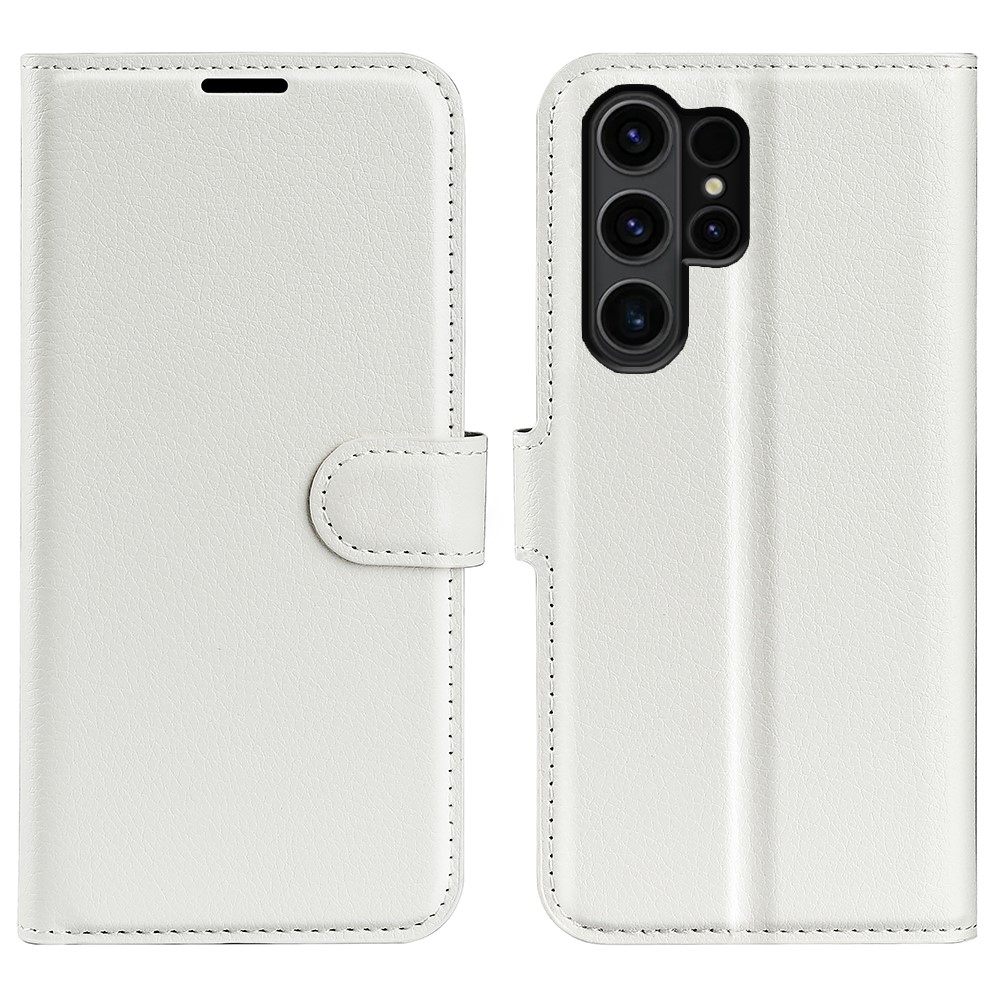 Litchi knížkové pouzdro na Samsung Galaxy S24 Ultra - bílé