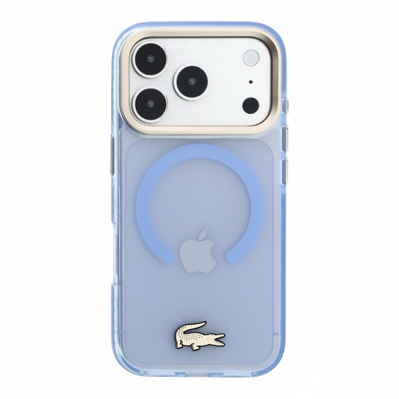 Lacoste IML Shockproof Petit Pique Gold Logo MagSafe Zadní Kryt pro iPhone 18 Pro Blue