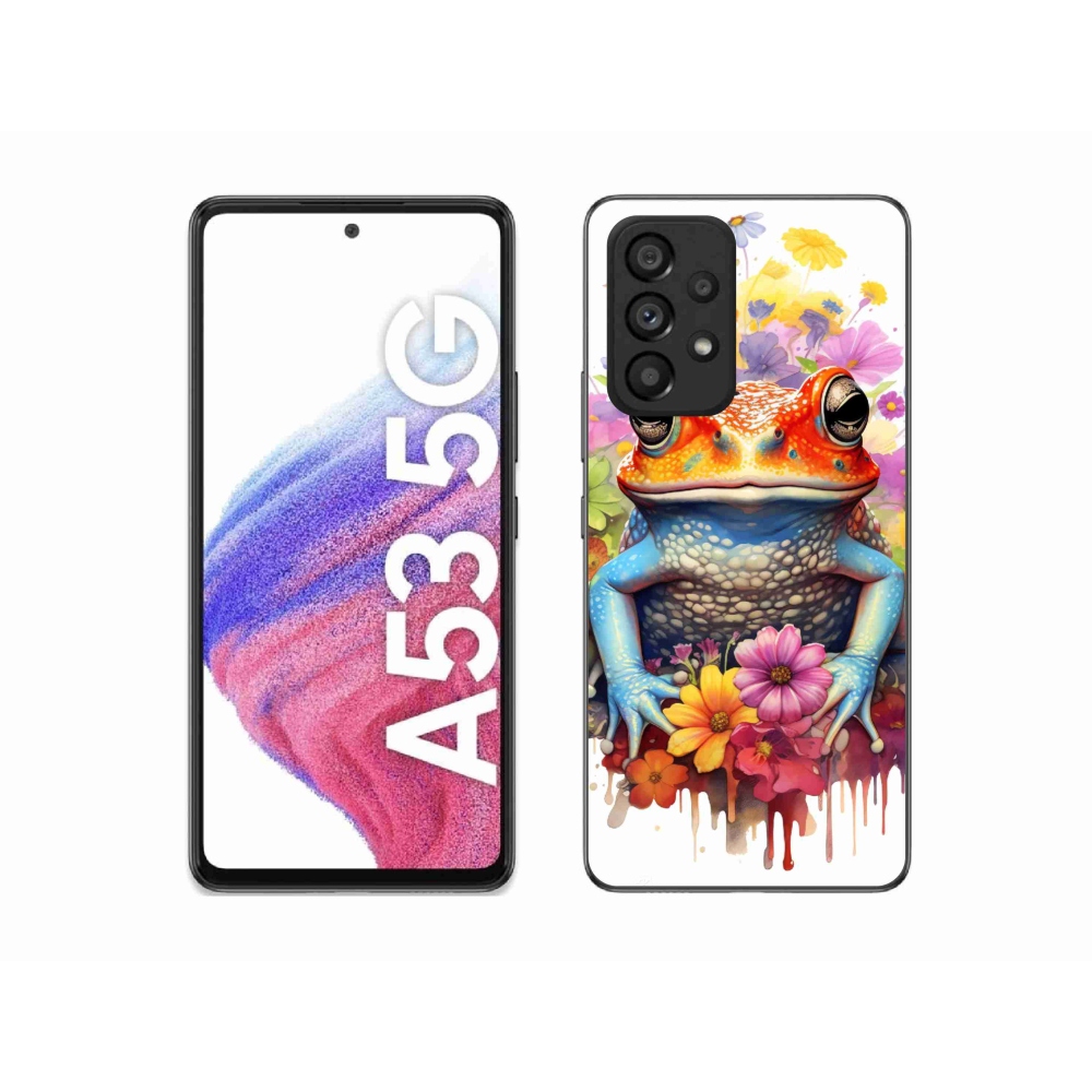 Gelový kryt mmCase na Samsung Galaxy A53 5G - žába s květinami