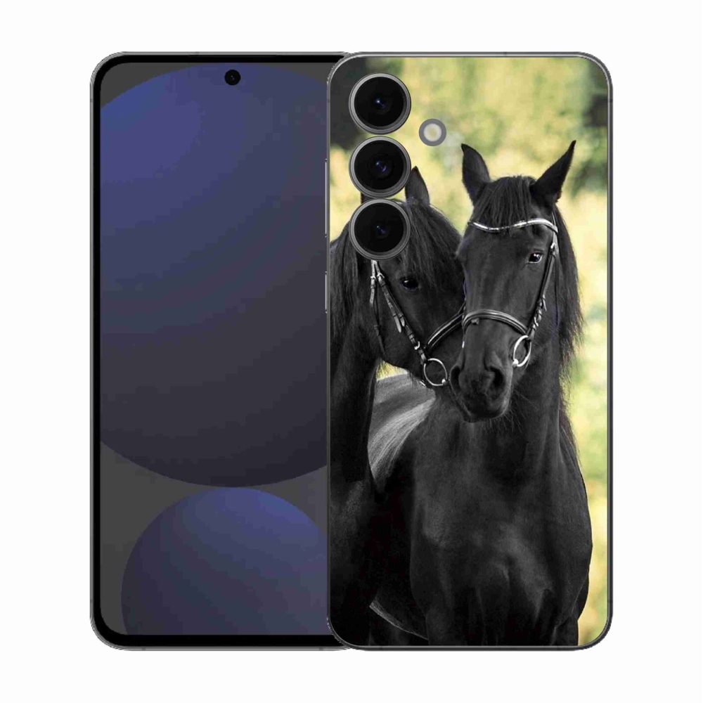 Gelový kryt mmCase na Samsung Galaxy S25 FE - dva černí koně