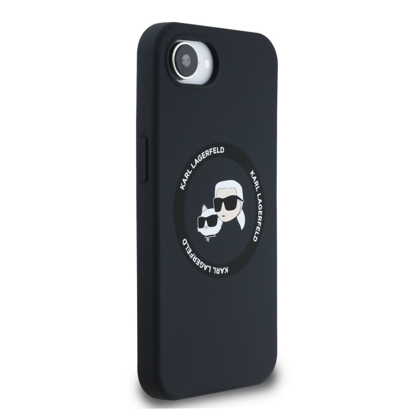Karl Lagerfeld Liquid Silicone K&CH Heads MagSafe Zadní Kryt pro iPhone 16e Black