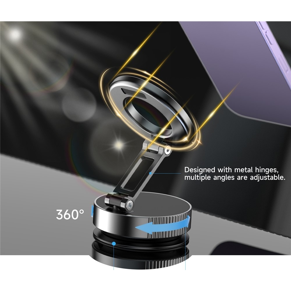 K11 skládací magnetický držák na mobil s vakuovou přísavkou - stříbrný