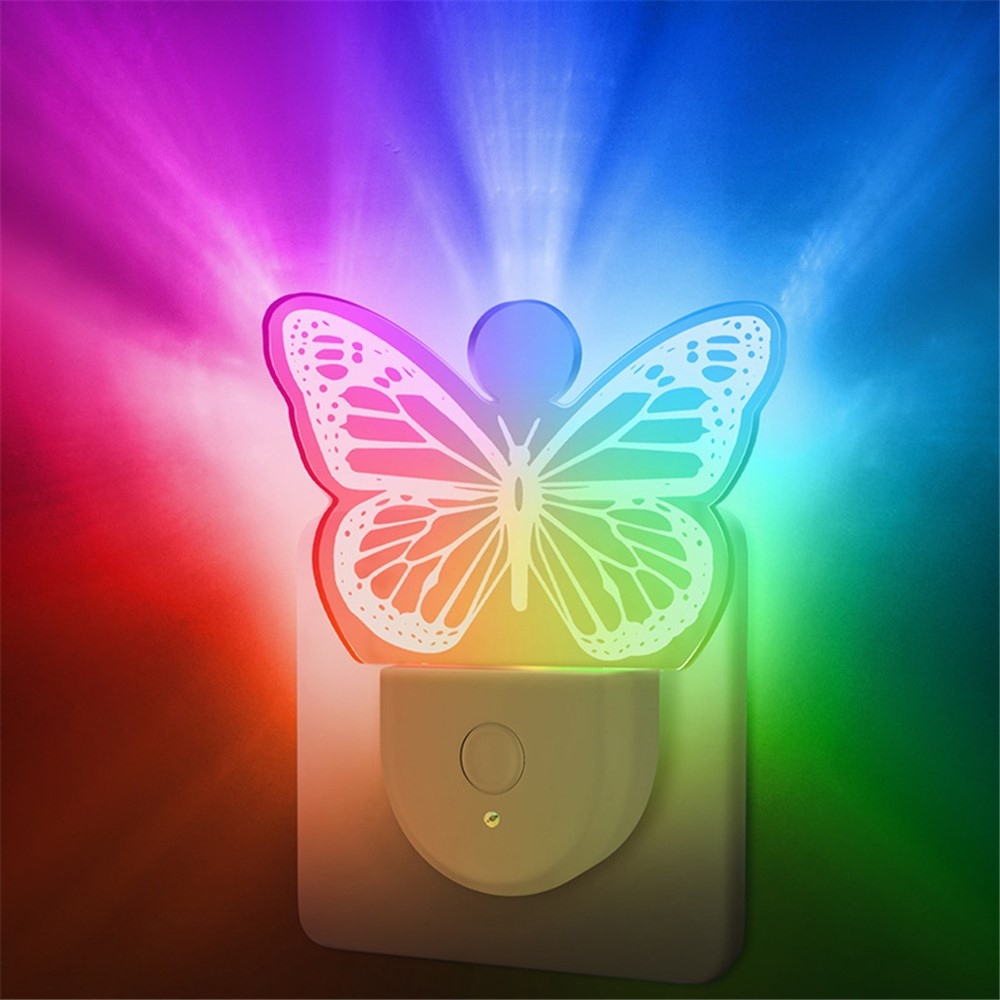 Dětské noční LED světlo do zásuvky se senzorem – motýl