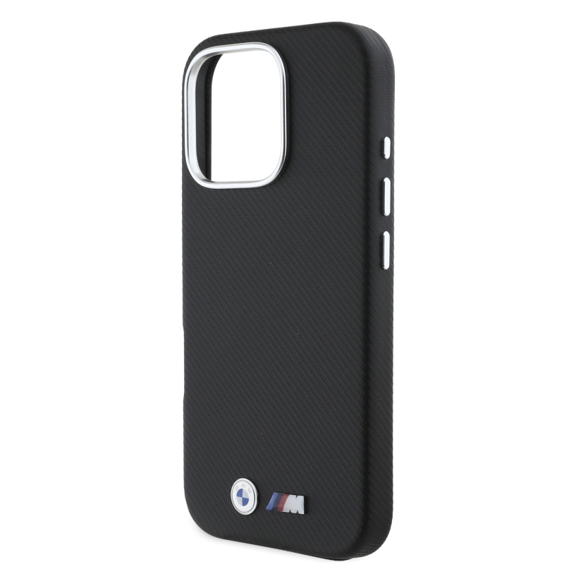 BMW M PU Kevlar Metal Logo Zadní Kryt pro iPhone 16 Pro Black