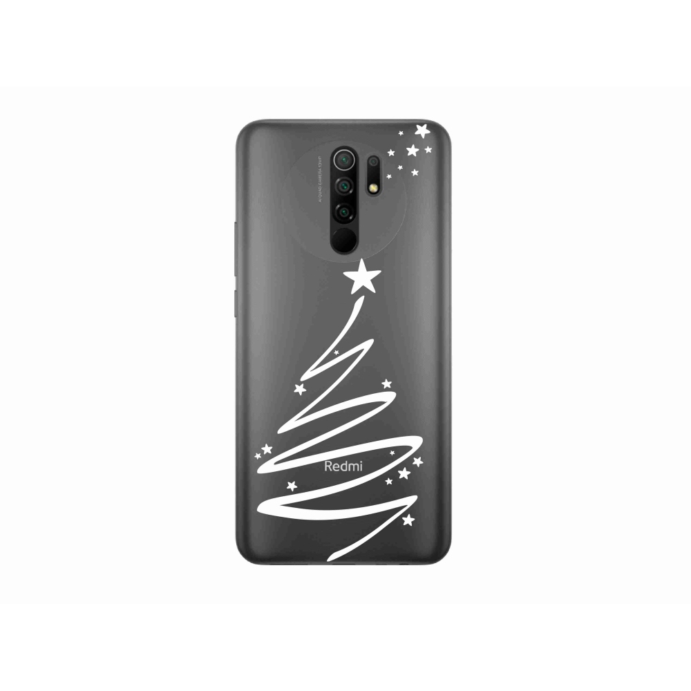 Gelový kryt mmCase na Xiaomi Redmi 9 - bílý stromeček na průhledném pozadí