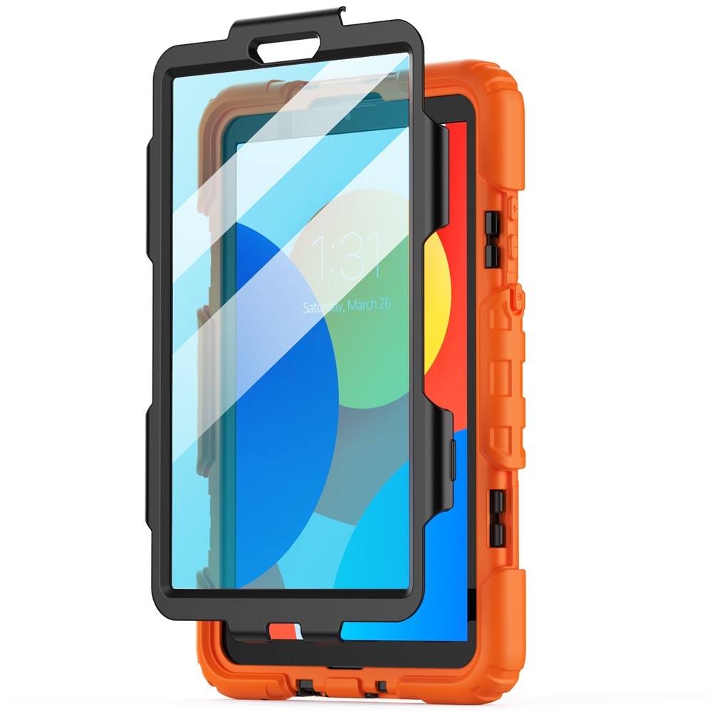 Strap odolný kryt s držákem na ruku a ramenním popruhem na Xiaomi Redmi Pad SE 8.7 - oranžový