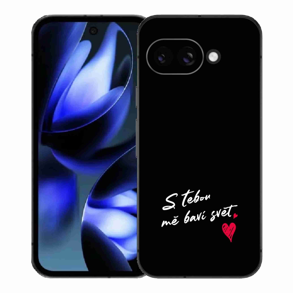 Gelový kryt mmCase na Google Pixel 9a - zamilovaný text 1 černé pozadí
