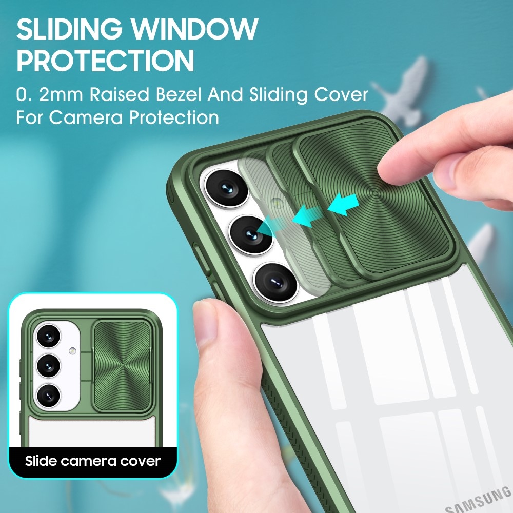 Backplate odolný kryt s krytkou fotoaparátu na Samsung Galaxy S25+ - zelený