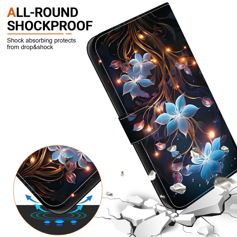 Versatile knížkové pouzdro na Samsung Galaxy A36 5G/A56 5G - modré květy