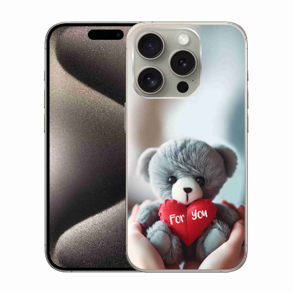 Gelový kryt mmCase na iPhone 15 Pro - medvídek pro zamilované