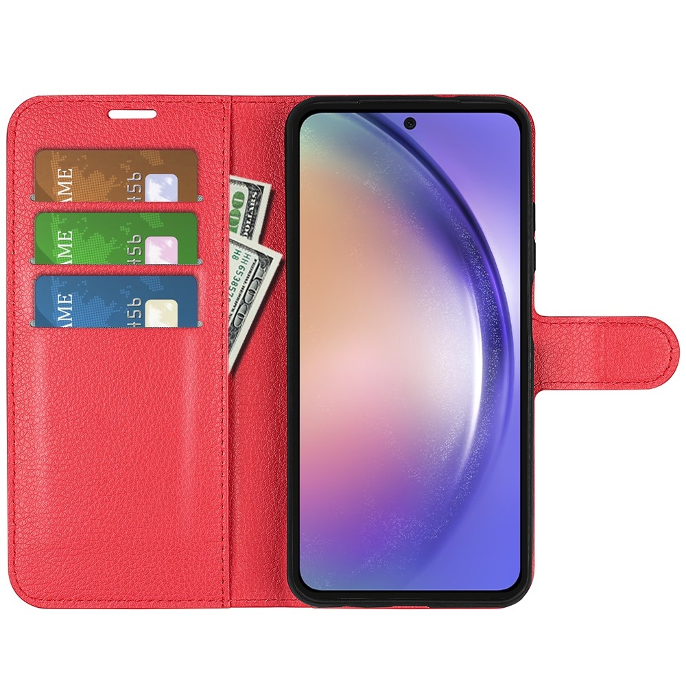 Litchi knížkové pouzdro na Samsung Galaxy A55 5G - červené