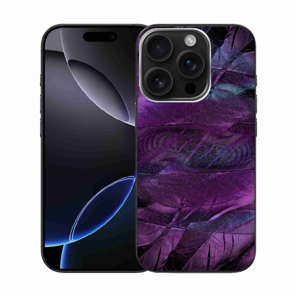Gelový kryt mmCase na iPhone 16 Pro - fialová pírka