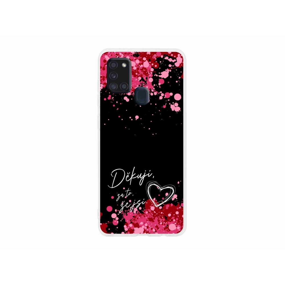 Gelový kryt mmCase na Samsung Galaxy A21s - zamilovaný text 2 černé pozadí