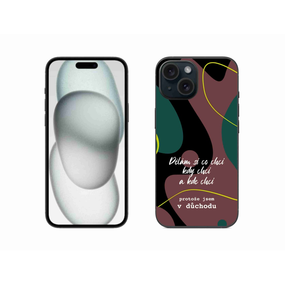 Gelový kryt mmCase na iPhone 15 - vtipný text 10 černé pozadí