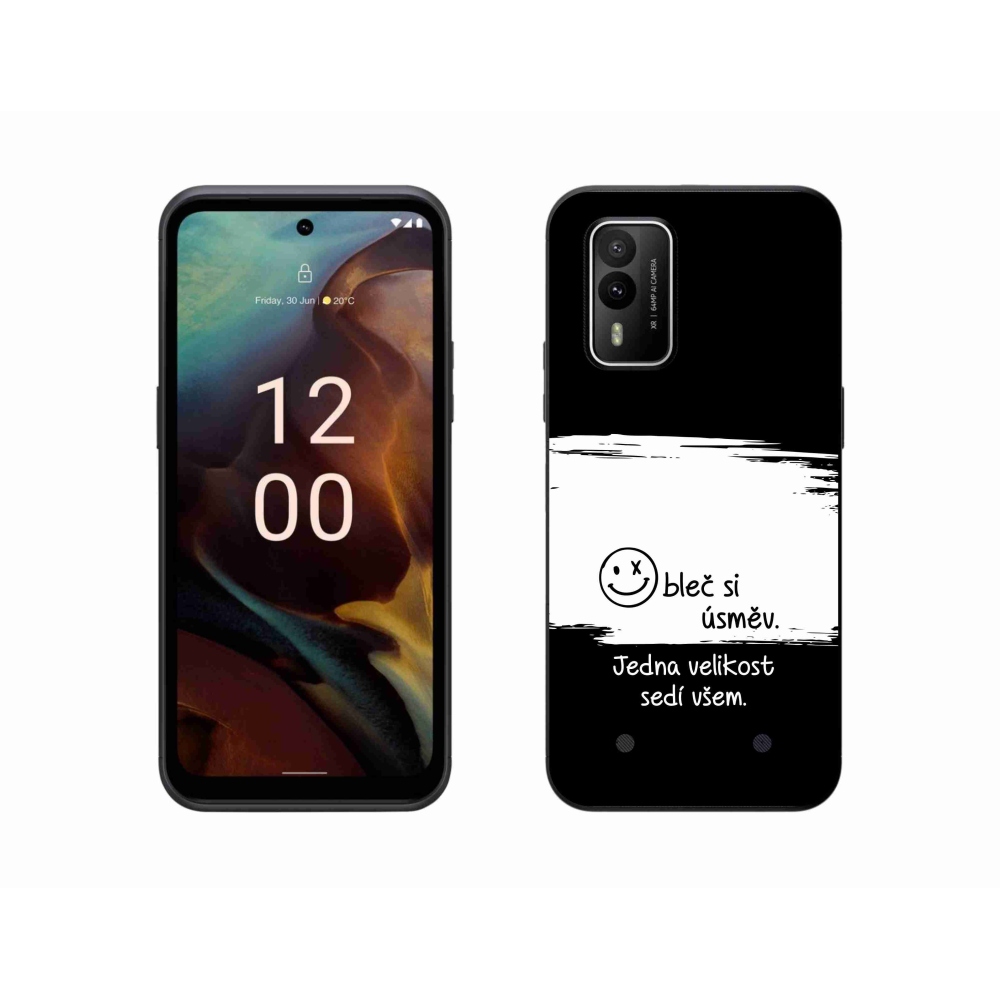 Gelový kryt mmCase na Nokia XR21 - vtipný text 8 bíločerné pozadí
