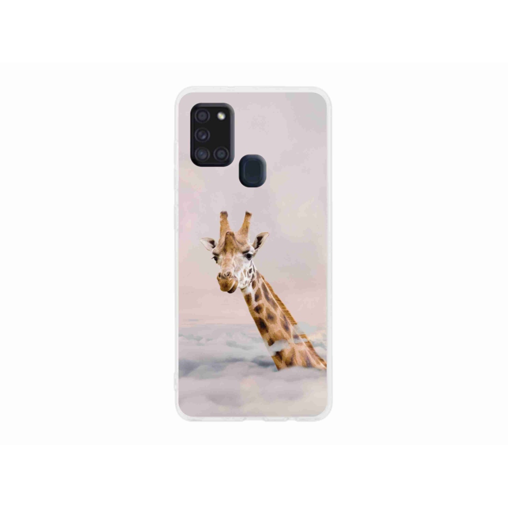 Gelový kryt mmCase na Samsung Galaxy A21s - žirafa v oblacích