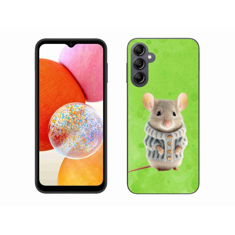 Gelový kryt mmCase na Samsung Galaxy A14 4G/5G - myška ve svetru