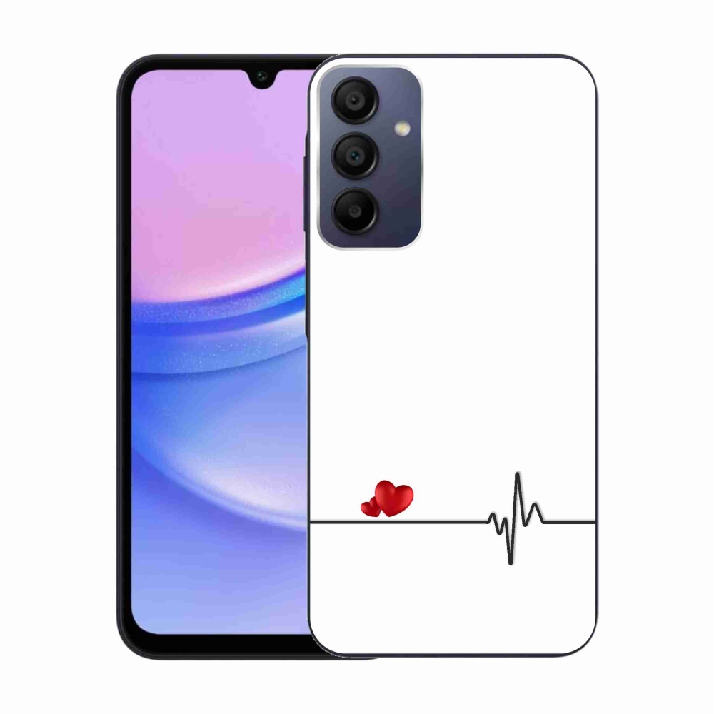 Gelový kryt mmCase na Samsung Galaxy A15 4G/5G - srdce a tep bílé pozadí