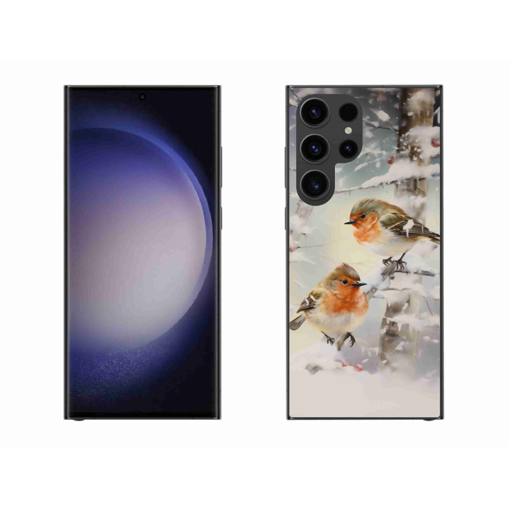 Gelový kryt mmCase na Samsung Galaxy S23 Ultra 5G - ptáčci v zimě
