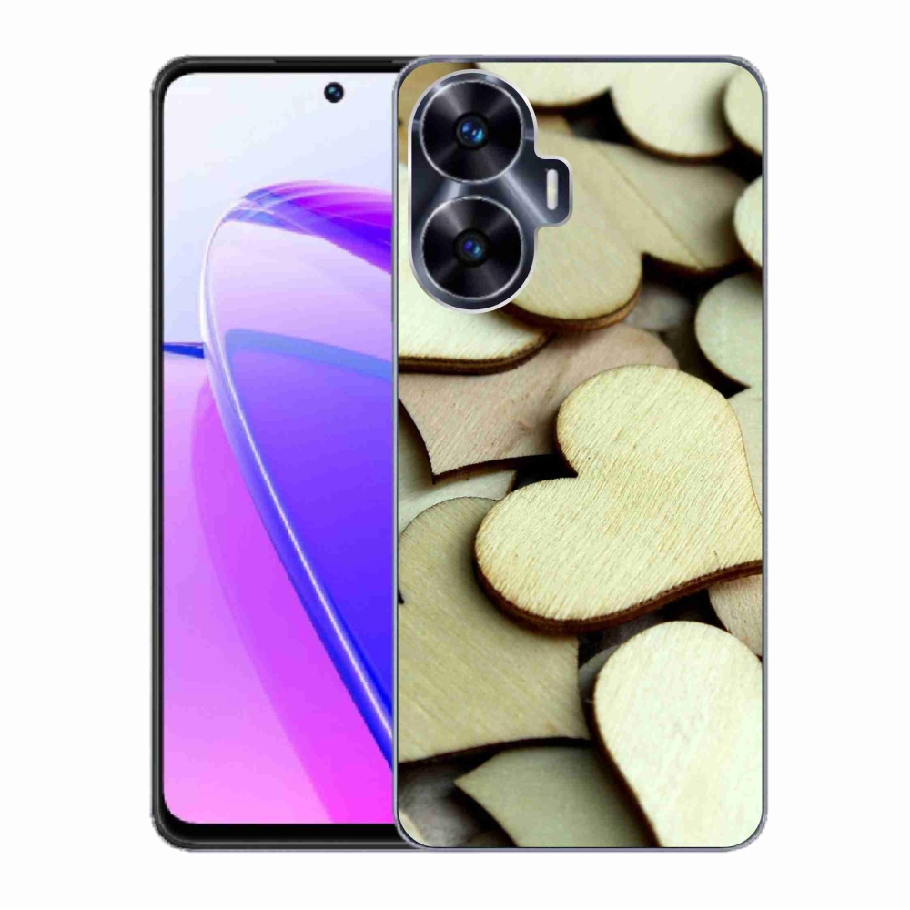 Gelový kryt mmCase na Realme C55 - dřevěná srdíčka