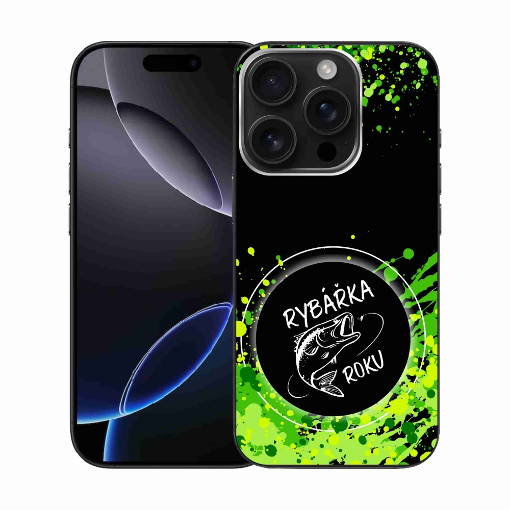 Gelový kryt mmCase na iPhone 16 Pro - rybářka roku černé pozadí