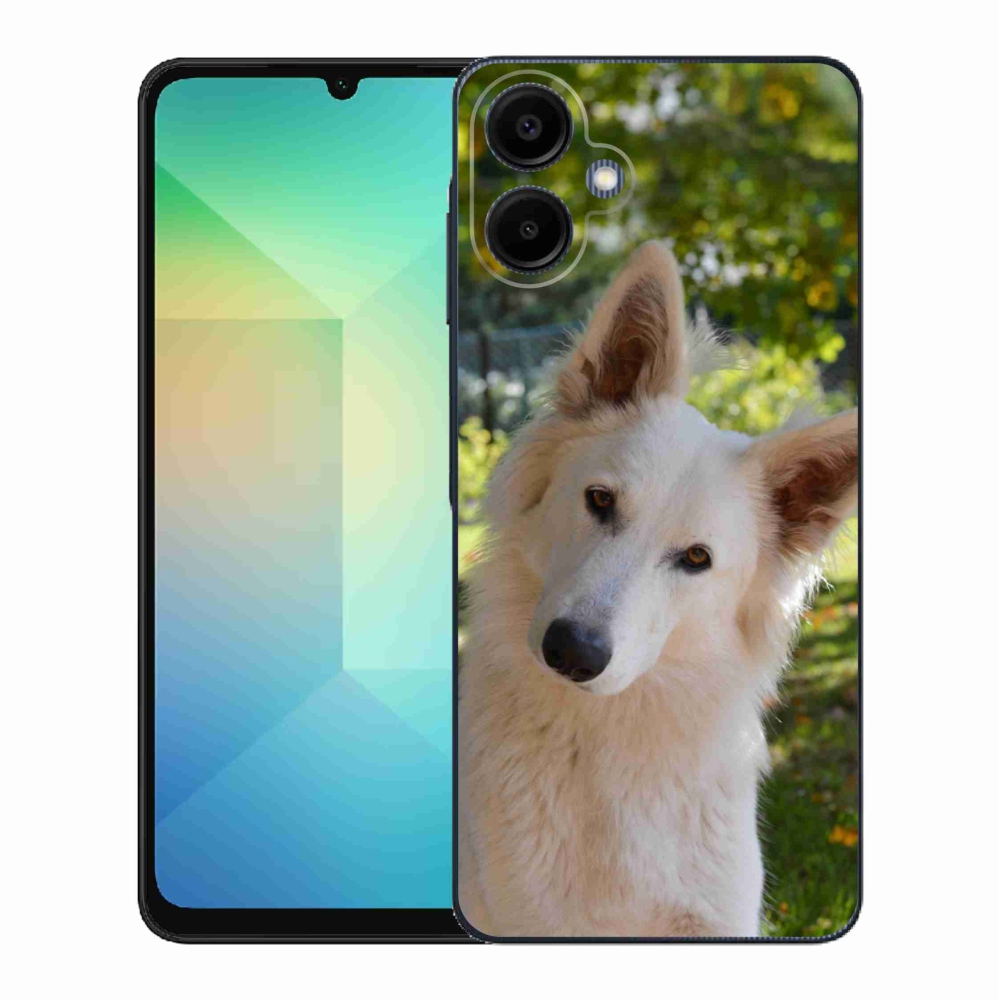 Gelový kryt mmCase na Samsung Galaxy A06 4G - bílý švýcarský ovčák 1