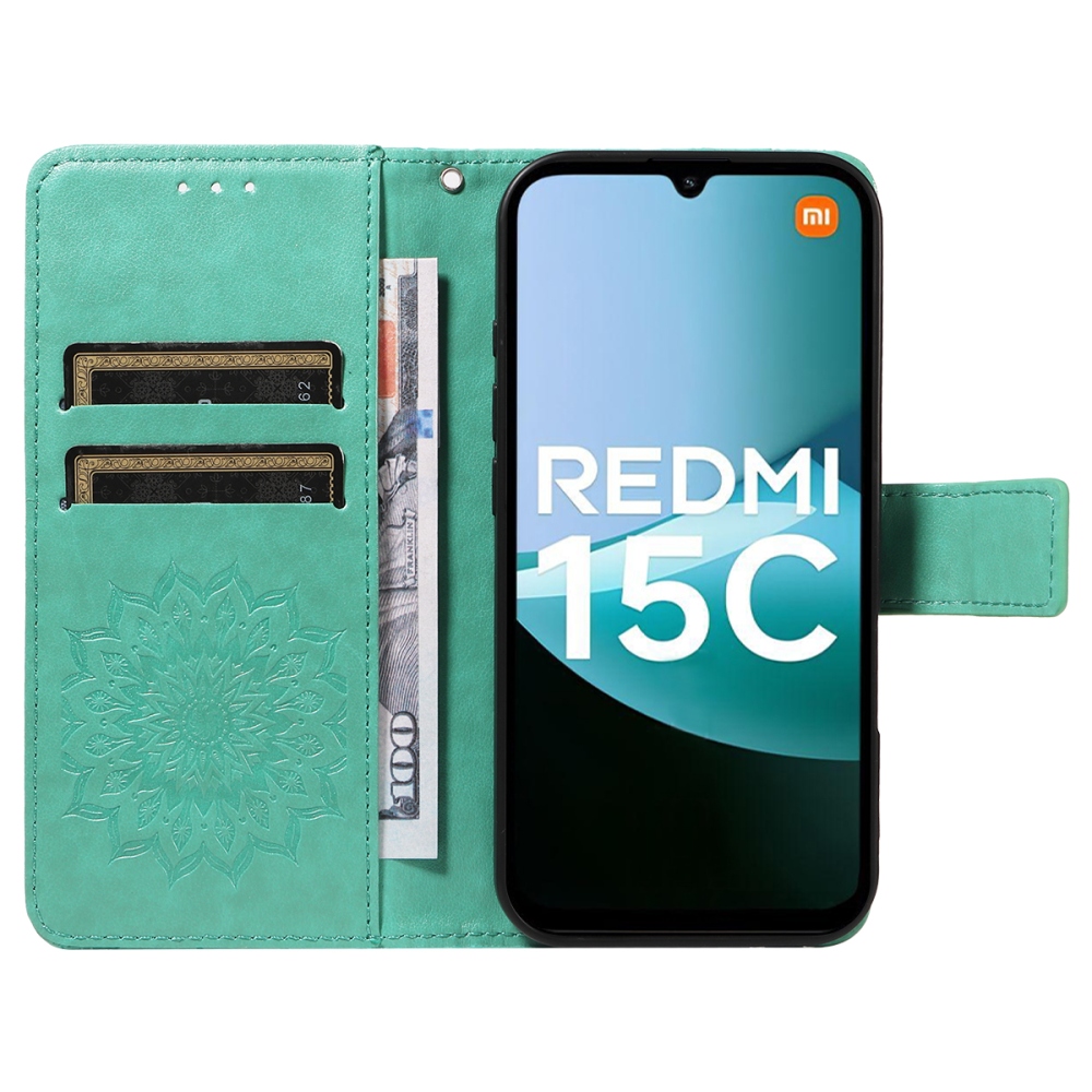 Sunflower knížkové pouzdro na Xiaomi Redmi 15C 4G/5G (173mm) - modrozelené