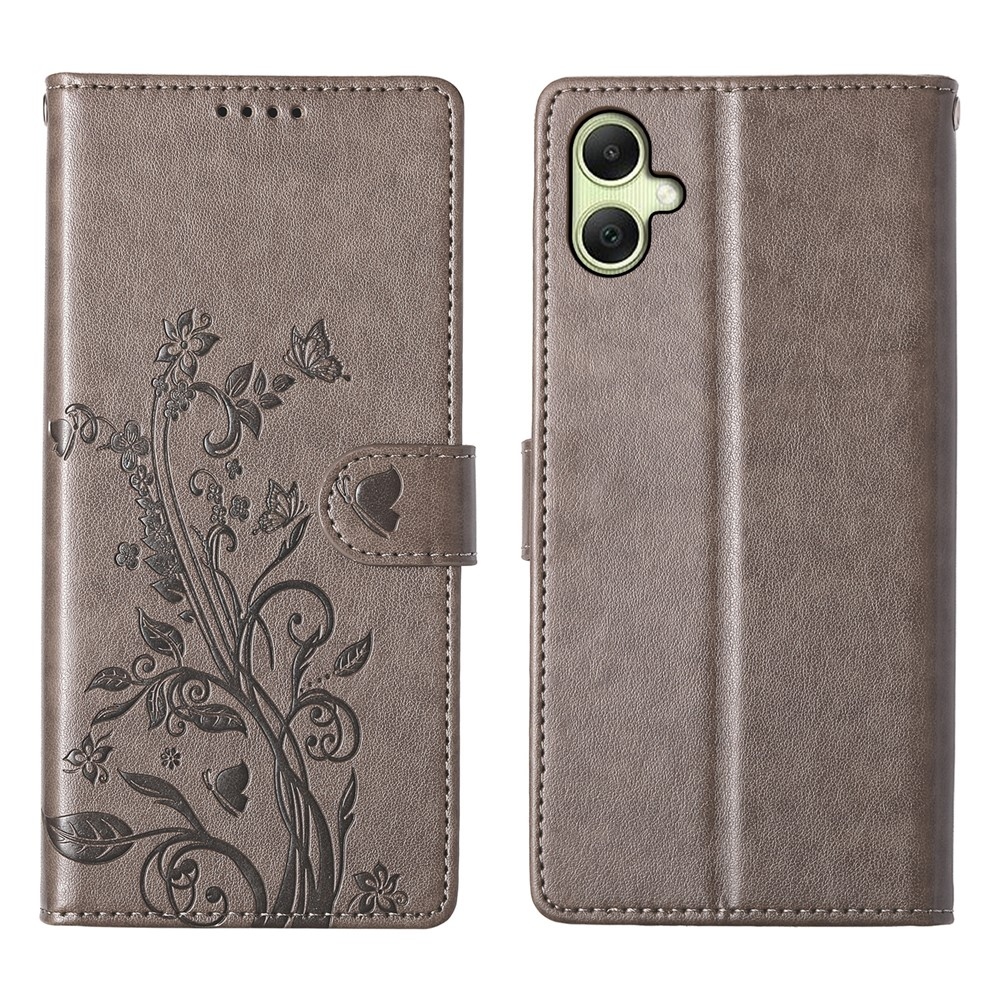 Flowery knížkové pouzdro na Samsung Galaxy A07 4G - šedé