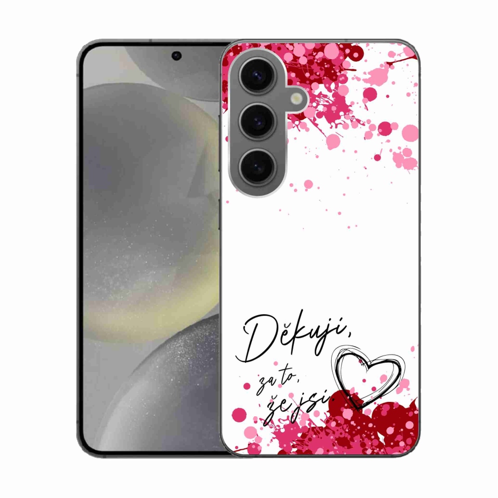 Gelový kryt mmCase na Samsung Galaxy S24 - zamilovaný text 2 bílé pozadí
