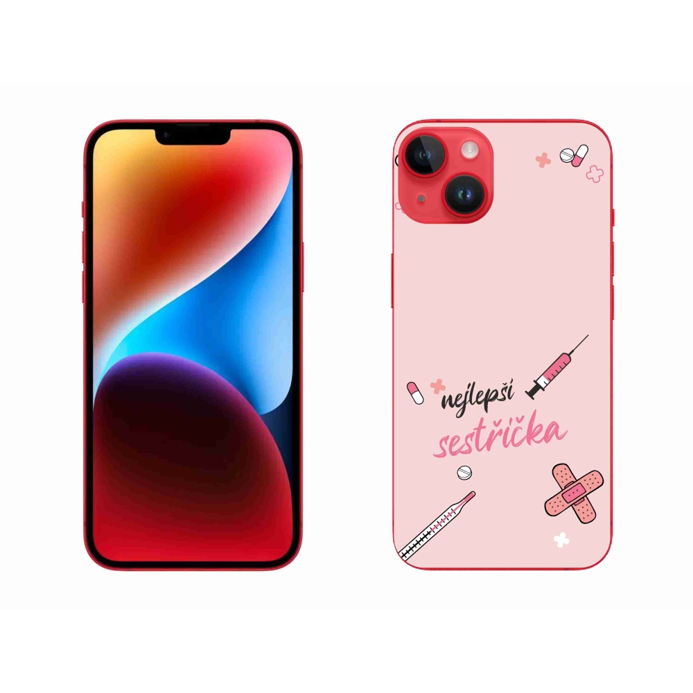 Gelový kryt mmCase na iPhone 14 Plus - nejlepší sestřička růžové pozadí